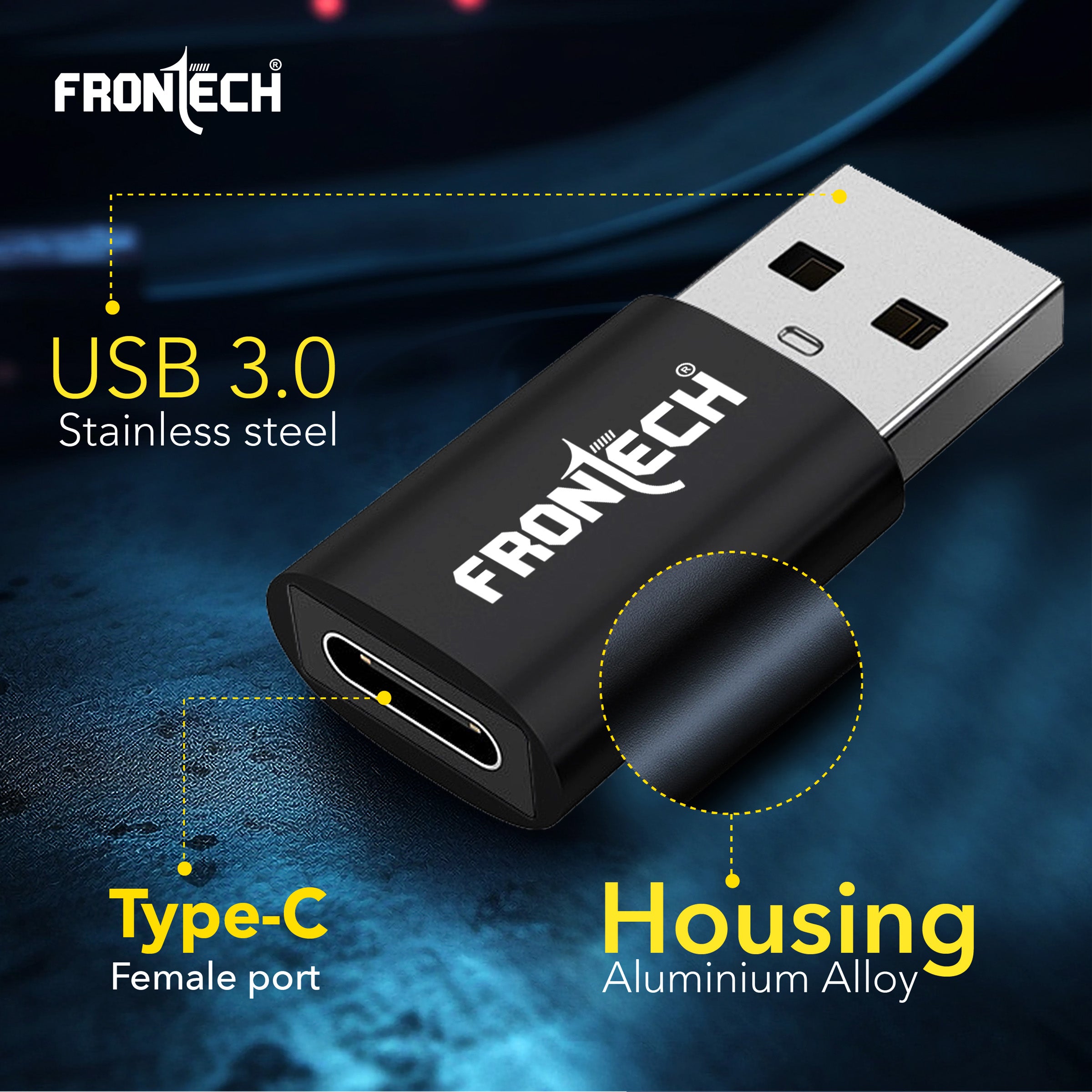 Frontech USB Converter Type C to USB A Converter, USB 3.0, High-Speed Data Transfer, Backward Compatibility, Plug and Play,(NC-0045) Frontech USB Converter Type C to USB A Converter, USB 3.0, High-Speed Data Transfer, Backward Compatibility, Plug and Play,(NC-0045)